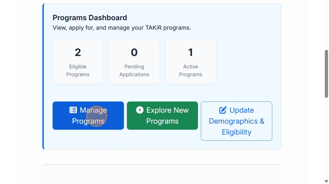 Step 9: Account Created - View Programs
